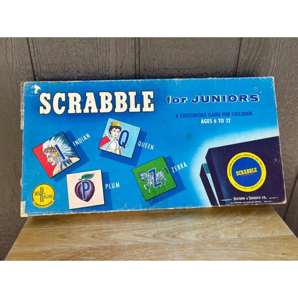Vintage 1958 Scrabble For Juniors Board Game Ages 6-12 By Selchow & Righter Co.